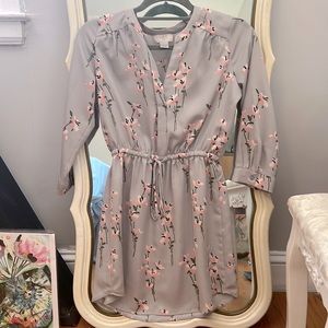 The Loft, petite XS, long sleeve, light grey, lounge/ cocktail dress.